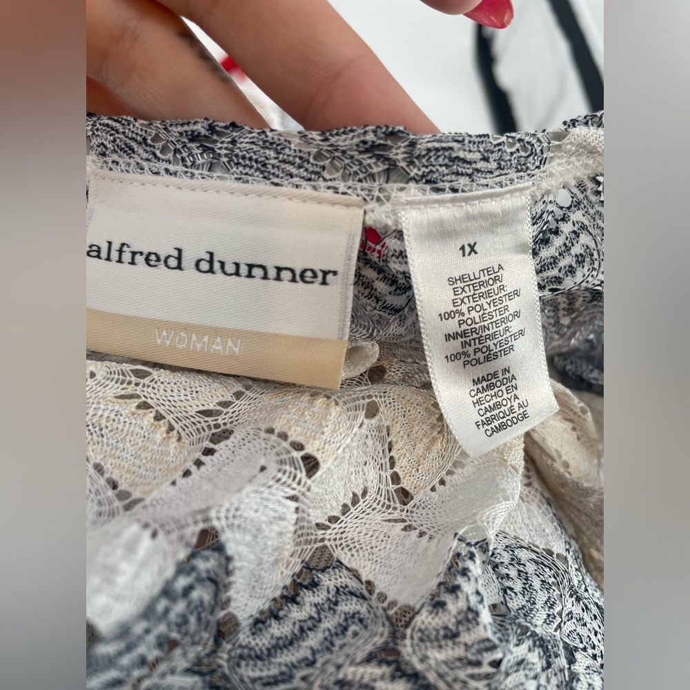 2FOR$20 Alfred Dunner Crocheted Style Color Block Striped Cardigan / Duster - Picture 8 of 8